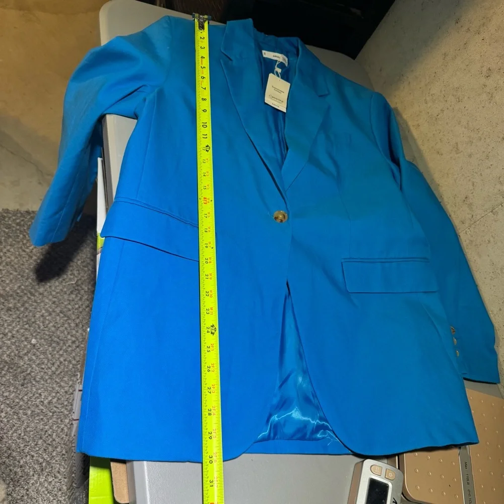 Mango MNG NWT Vibrant Blue Blazer Size Large Corpcore Cotton Versatile Going Out